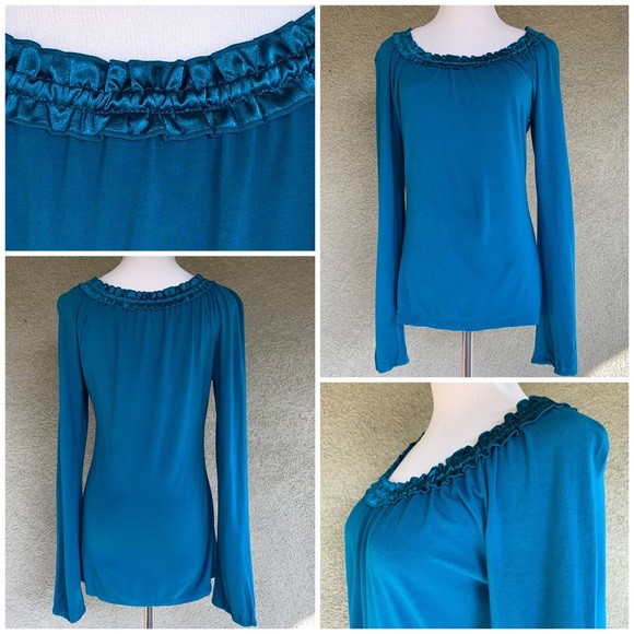 🔥5/$20🔥 Teal Blue Rayon Jersey Top - Picture 1 of 8